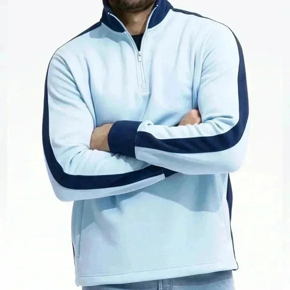 Swet Tailor Stretch Microfleece Quarter Zip Slalom Stripe Sweatshirt Medium NWT - Picture 1 of 3